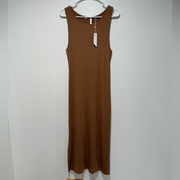 NWT Travis Mathew Hadley Wood Sleeveless Rib Midi Dress Bronze Casual Staple - Picture 3 of 13